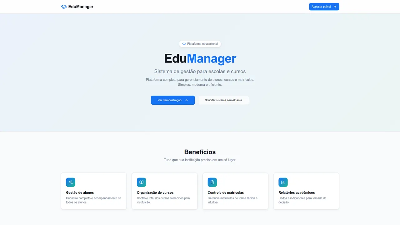 Tela inicial do projeto EduManager