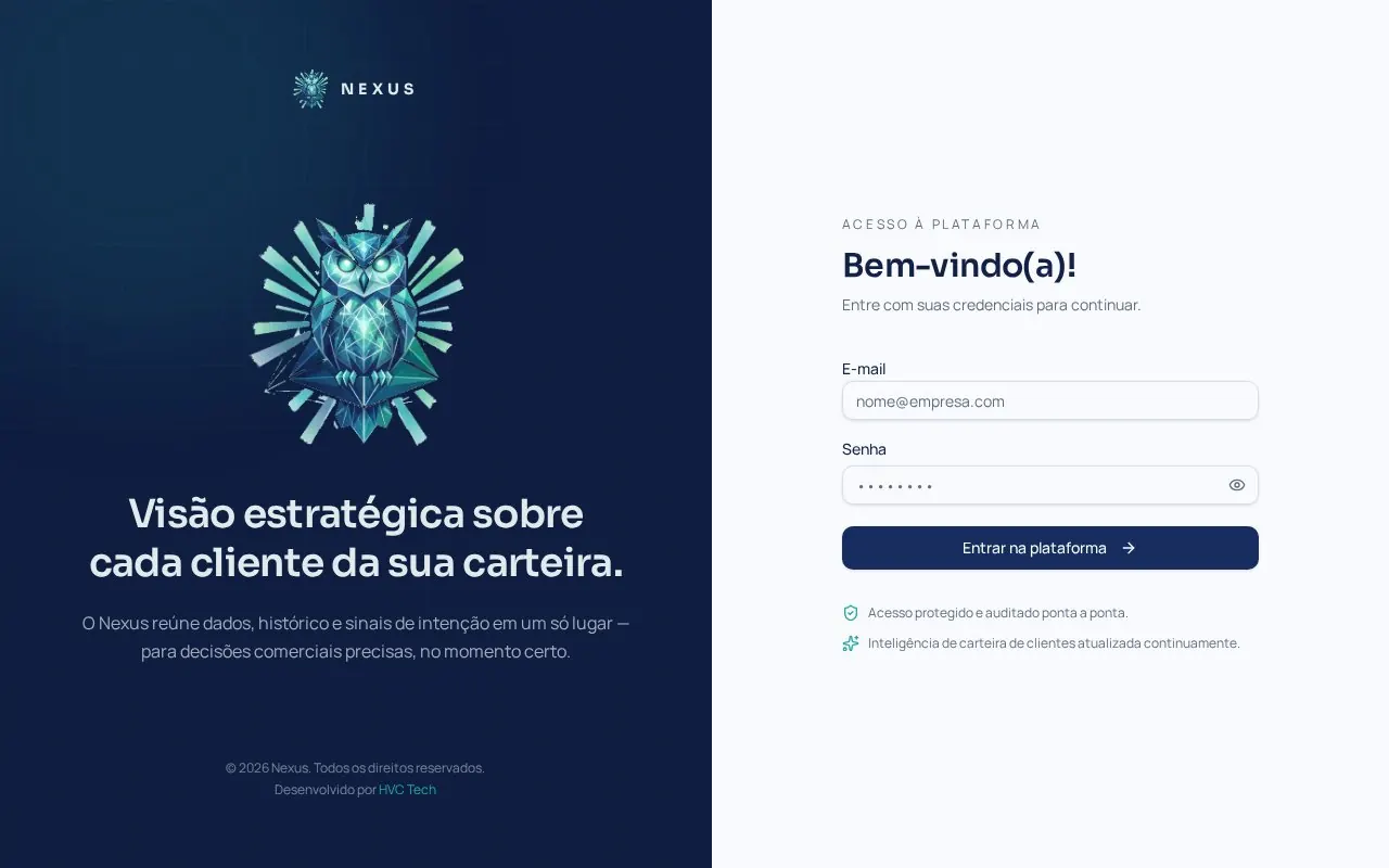 Tela do projeto Nexus — Gestão Inteligente de Clientes
